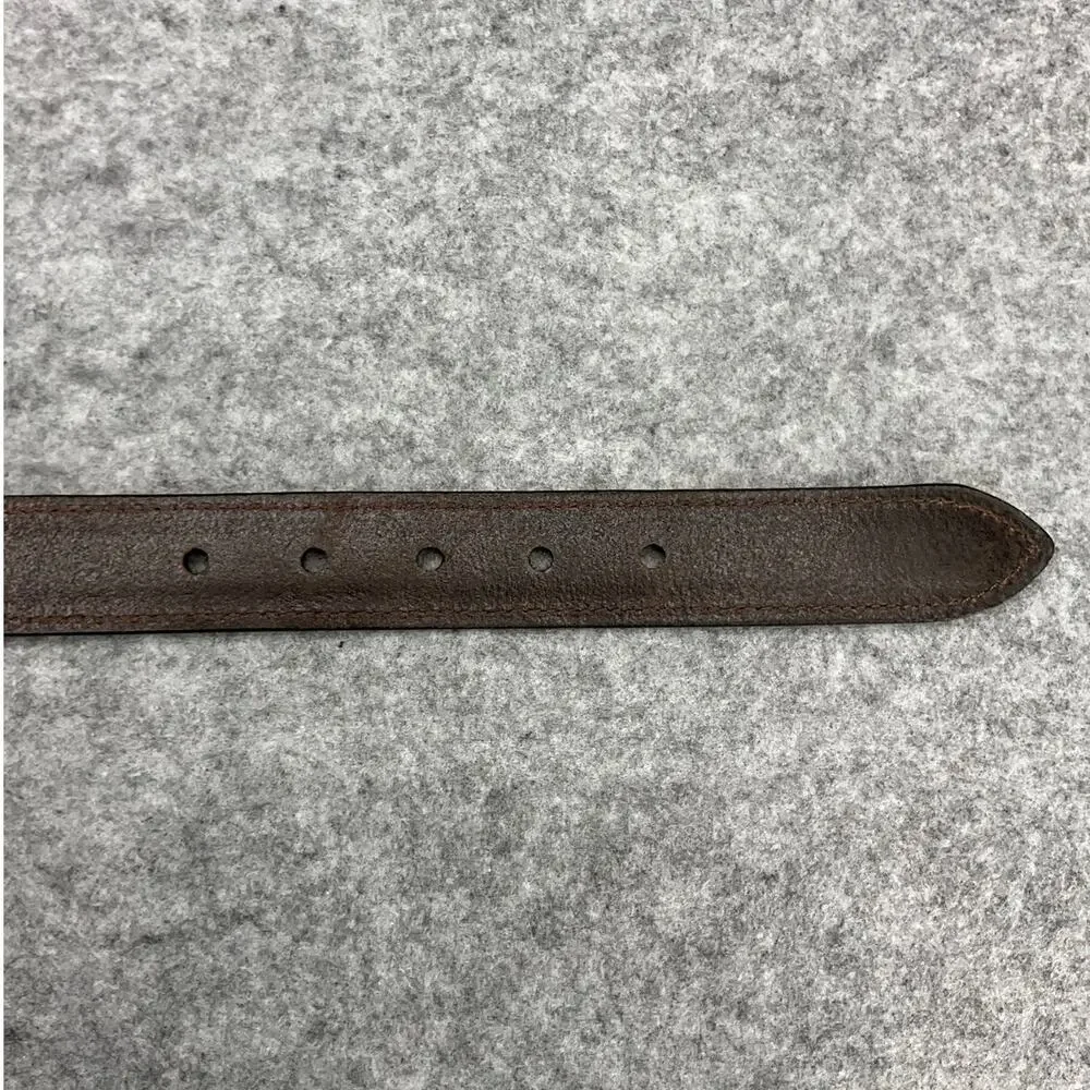 Columbia Western Brown Leather Pewter Buckle Belt Men 36”